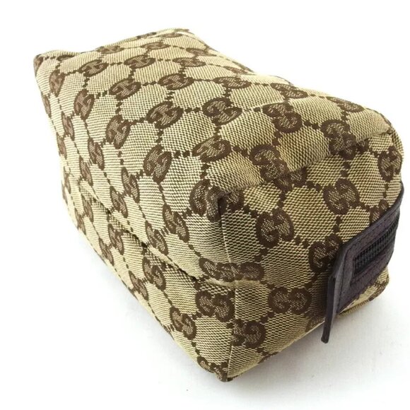 GUCCI Pouch GG Canvas Beige Canvas ?~ Leather Authentic Used T20203 - Picture 3 of 8